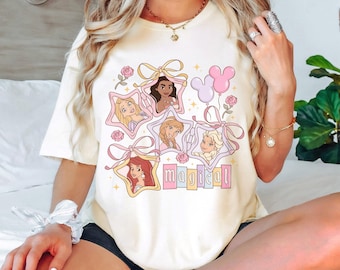 Retro Magical Pastel Coquette Disney Princess Shirt, Disney Girls Trip Tee, Disneyland Princess Shirt, Disneyworld Princess Shirt