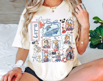 Retro Coquette Bow Disney Cruise Shirt, Mickey and Friends Cruise Tee, Disney Cruise Trip Shirt, Disney Summer Shirt, Disney Vacation Shirt