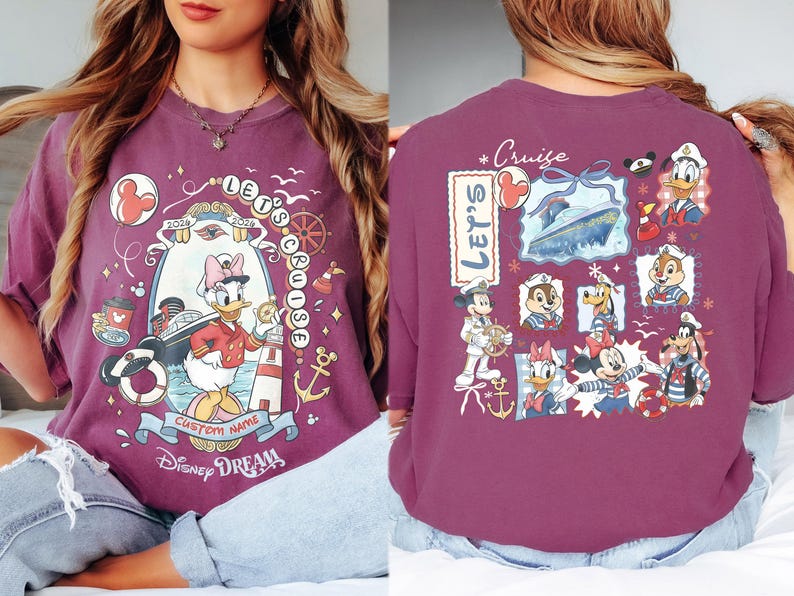 Custom 2026 Disney Cruise Matching Family Shirts, Mickey & Friends Family Cruise Shirt, Let's Cruise, Disney Wish Dream Magic Wonder Fantasy image 10