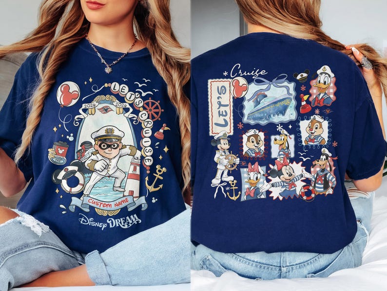 Custom 2026 Disney Cruise Matching Family Shirts, Mickey & Friends Family Cruise Shirt, Let's Cruise, Disney Wish Dream Magic Wonder Fantasy image 7