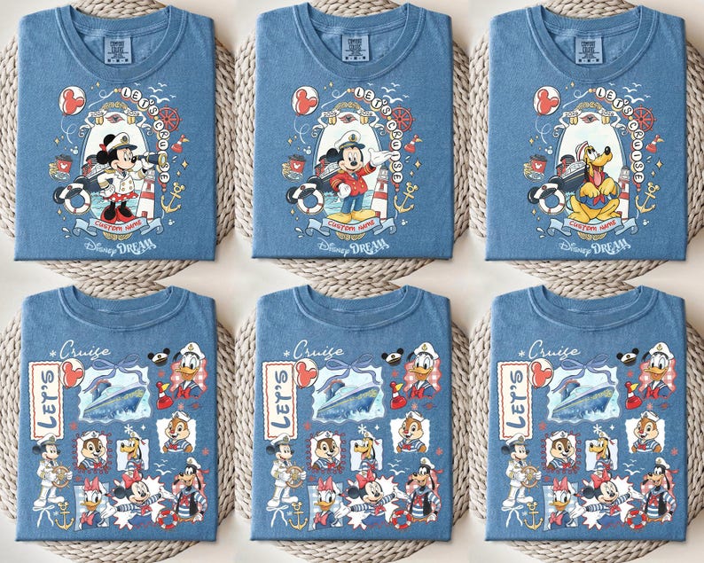 Custom 2026 Disney Cruise Matching Family Shirts, Mickey & Friends Family Cruise Shirt, Let's Cruise, Disney Wish Dream Magic Wonder Fantasy image 1