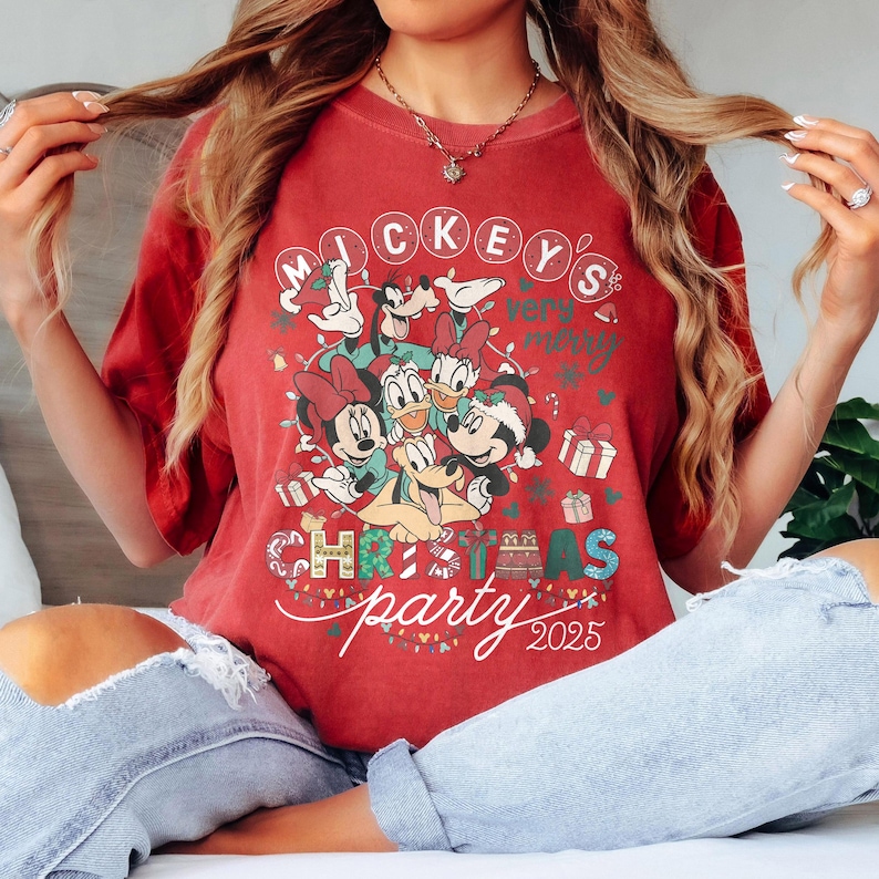 Retro Mickey's Very Merry Christmas Party 2025 Shirt, Disney Family Xmas Shirt, Disney Holiday Shirt, Matching Family Christmas Shirt image 2