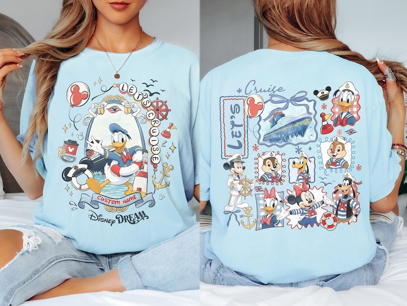 Custom 2026 Disney Cruise Matching Family Shirts, Mickey & Friends Family Cruise Shirt, Let's Cruise, Disney Wish Dream Magic Wonder Fantasy image 5