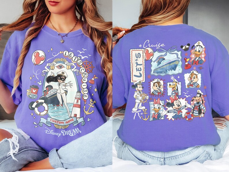 Custom 2026 Disney Cruise Matching Family Shirts, Mickey & Friends Family Cruise Shirt, Let's Cruise, Disney Wish Dream Magic Wonder Fantasy image 11