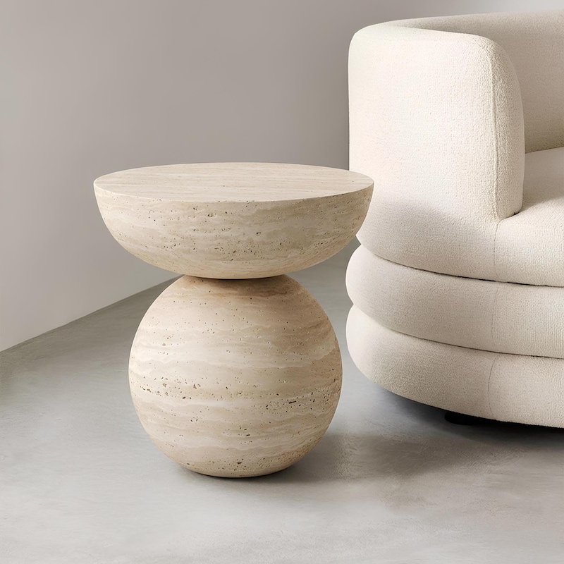 Travertine Side Table - Etsy