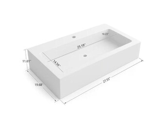 Custom Order Travertine Wall Mount Sink, Farmhouse Bathroom Washbasin, Rectangular Powder Room Basin