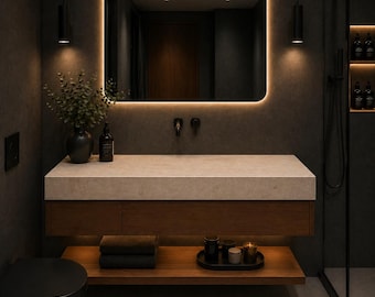 Travertine Bathroom Vanity Top, Custom Design Sink Shelf