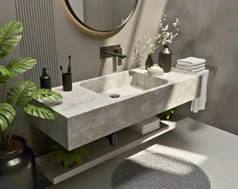 Handmade Lilac Marble Wall Mount Sink, Luxury Bathroom Basin