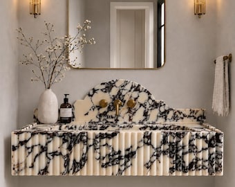 Special Order for Katie, Calacatta Viola Wall Mount Marble Sink with Backsplash