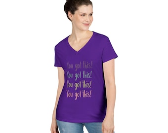 T-shirt met V-hals Positieve Affirmatie: motiverende zelfzorgtop