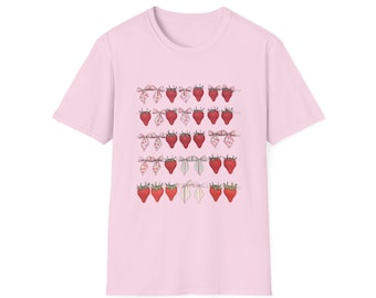 Strawberry Pattern Softstyle T-Shirt: Unisex Summer Tee