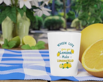 Funny Limoncello Shot Glass: White Ceramic Party Decor
