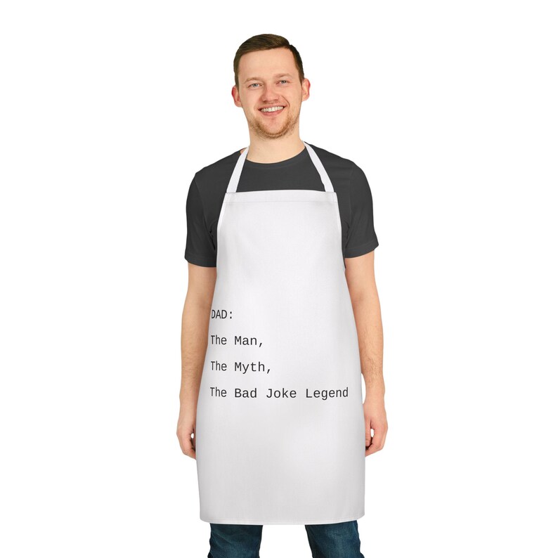 Grembiule personalizzato per papà, regalo di cucina "The Bad Joke Legend", grembiule da chef divertente per la festa del papà, accessorio da cucina, regalo per lui, riunione di famiglia immagine 6
