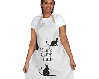 Delantal para amantes de los gatos: diseño caprichoso de gato negro, regalo de cocina