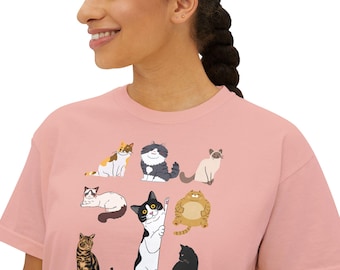 Cute Cat Lovers Women's Boxy Tee, Perfect Gift for Cat Owners, Relaxed Fit Top, Casual Wear, Animal Lover Shirt, Gift for Her, Funny kitty