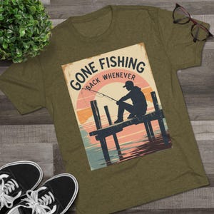 Fishing Tee, Gone Fishing Shirt, Unisex Outdoor Apparel, Relaxed Fit T-Shirt, Gift for Fishermen, Vintage Fishing Design, Gift for Him, Dad