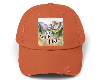 Distressed Cotton Hiking Cap: Yosemite National Park Adventure