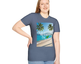 Vacation Mode T-Shirt: Beach Palm Tree Softstyle Unisex Tee