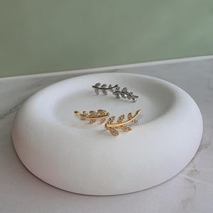 Botanical CZ Ear Climber Earrings: 14k Gold Plated Leaf Birthday Gifts for Women