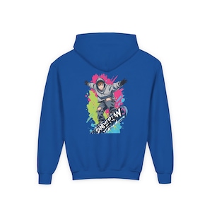 Skateboarder Youth Hoodie - Perfect for Cool Kids, Graffiti Style Sweatshirt, Skate Party Attire, Gift for Young Riders, Skateboard Lover