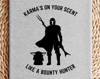 Karma Bounty Hunter PNG file for Shirt - Mandalorian and Baby Yoda Grogu the Child