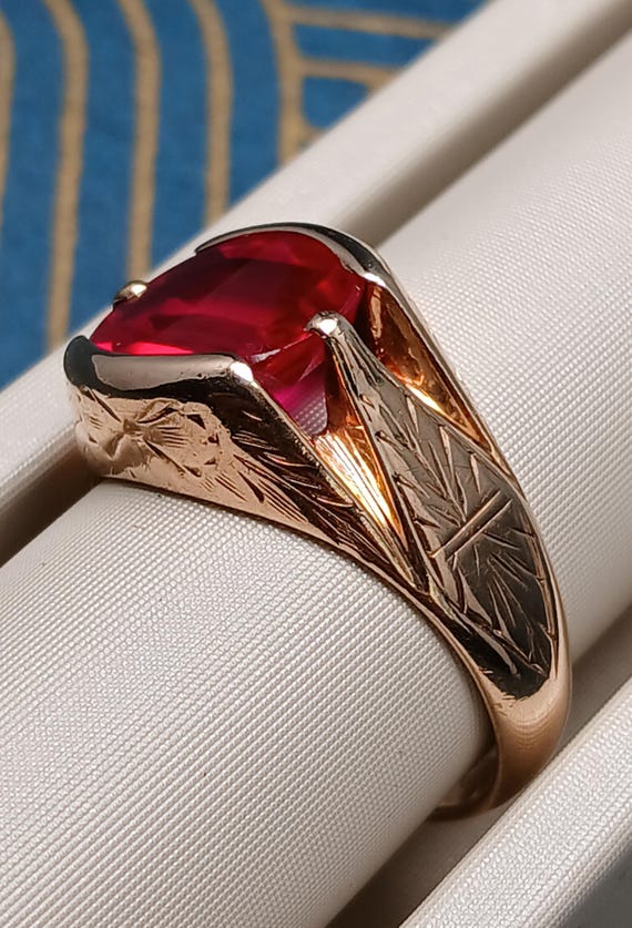 Engraved Fancy Ruby Ring - image 1