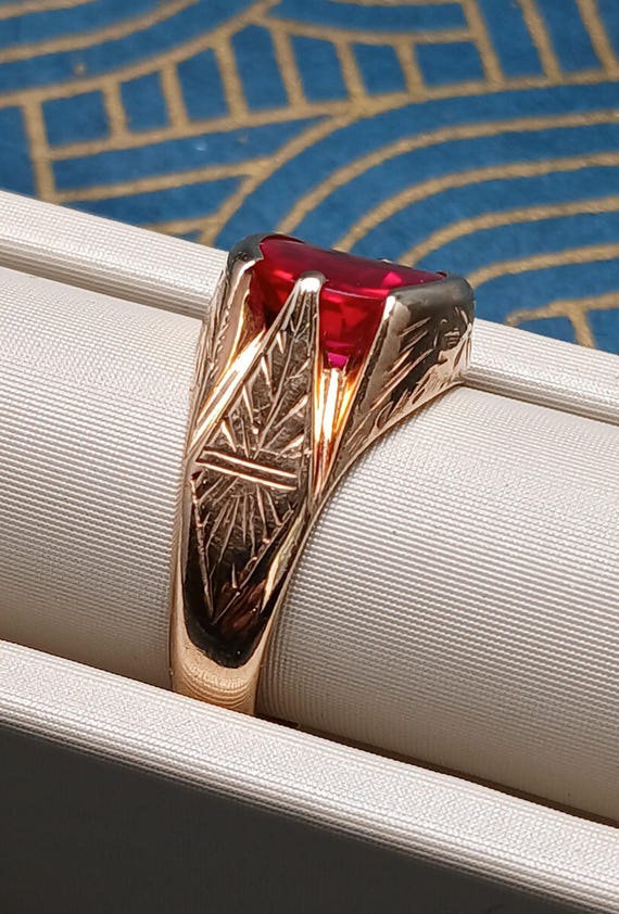 Engraved Fancy Ruby Ring - image 3