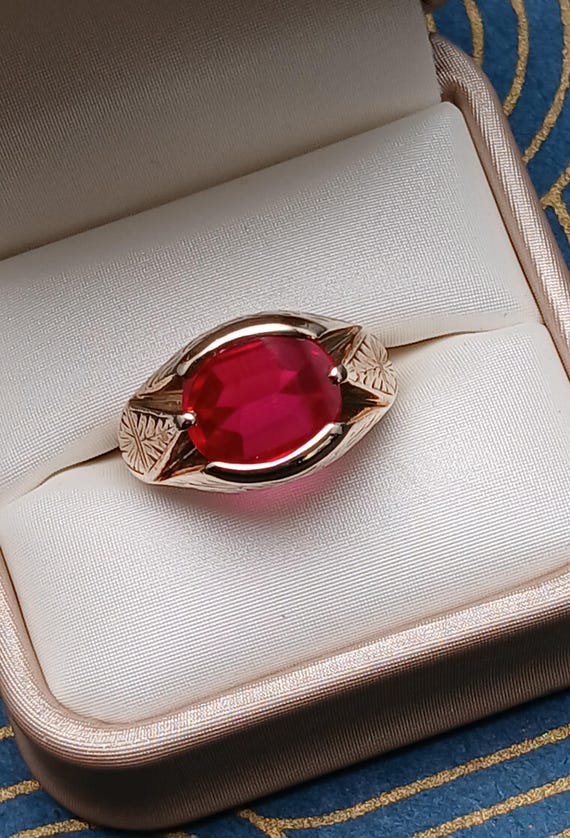 Engraved Fancy Ruby Ring - image 2