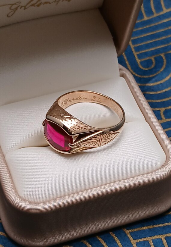 Engraved Fancy Ruby Ring - image 6