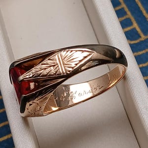 Engraved Fancy Ruby Ring - Etsy