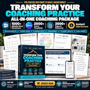 Coaching Toolkit, templates, forms, worksheets, workbook, assessments, 3000+ Canva Templates & Editable documents (Digital Download)