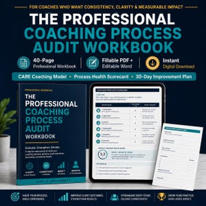 以下が含まれることがあります： Professional Coaching Process Audit Workbookは、入力可能なPDFと編集可能なWord形式の40ページのデジタルワークブックです。コーチングプロセススコアカード、改善計画、CAREコーチングモデルが含まれています。