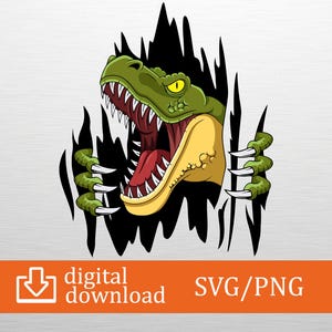 Fierce Dinosaur SVG PNG Digital Download Dino Vector, Jurassic Clipart, Cricut File, T-Shirt Design, Wall Art, Craft Cut, Printable Graphic