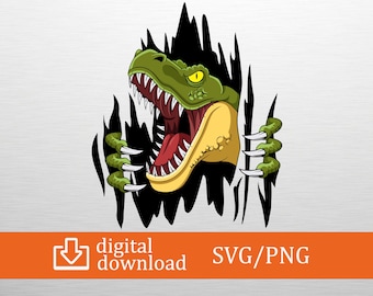 Fierce Dinosaur SVG PNG Digital Download Dino Vector, Jurassic Clipart, Cricut File, T-Shirt Design, Wall Art, Craft Cut, Printable Graphic