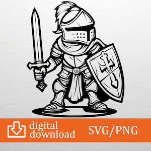 Knight SVG PNG Digital Download - Knight Clipart, Cricut Craft File, T-Shirt Design, Medieval Gift, Vinyl Cut, Knight Decor, Printable Art