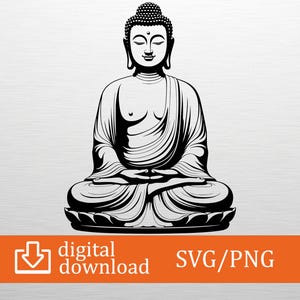 Buddha Meditation SVG PNG Digital Download - Spiritual Art, Cricut Craft File, T-Shirt Design, Zen Decor, Vinyl Cut, Printable Decal