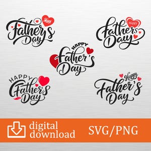 Happy Fathers Day  Bundle SVG PNG, Dad Gift Clipart, Digital Download, Fathers Day Decor, Cricut File, Heart Design, Best Dad Gift