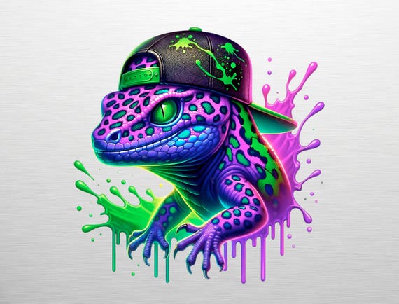 Colorful Lizard PNG Digital Download, Reptile Clipart, Cricut File, Urban T-Shirt Design, Pet Gift, Vinyl Decal, Street Art, Printable Decor