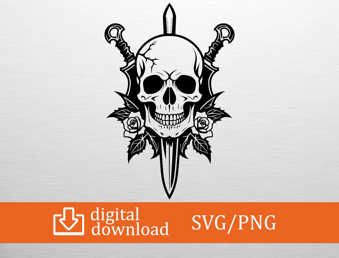 Sword With Roses Printable Skull Swords Roses SVG PNG Digital Download, Gothic Art, Cricut Craft ...