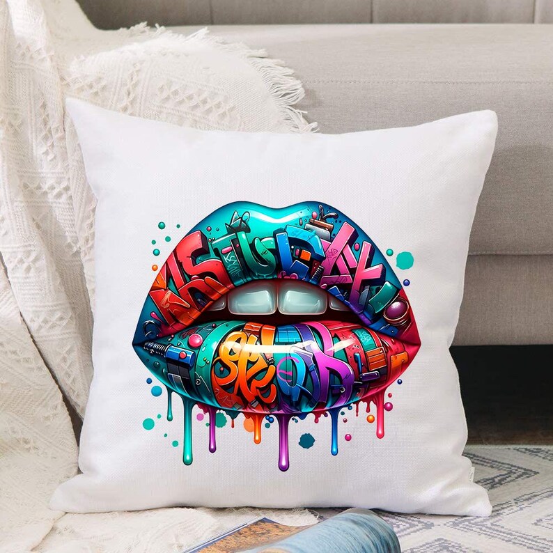 Graffiti Lips PNG Digital Download - Street Art Clipart, Cricut File, Urban T-Shirt Design, Art Gift, Vinyl Decal, Bold Decor, Printable Art image 5