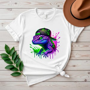 Colorful Lizard PNG Digital Download, Reptile Clipart, Cricut File, Urban T-Shirt Design, Pet Gift, Vinyl Decal, Street Art, Printable Decor image 3
