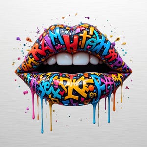 Graffiti Lips Kiss Me Sex PNG - Pop Art Street Art Clipart, Dripping Paint Mouth, Urban Tattoo Design, Bold Sexy Lips Digital Download
