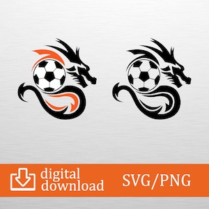 Soccer Ball Dragon SVG & PNG Digital Download - Dragon Clipart, Sports Vector, Cricut File, T-Shirt Design, Wall Art, Craft Cut, Printable
