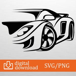 Sports Car SVG PNG Digital Download, Supercar Clipart, Cricut File, Car T-Shirt Design, Racing Gift, Vinyl Decal, Speed Decor, Printable Car