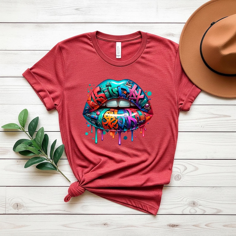 Graffiti Lips PNG Digital Download - Street Art Clipart, Cricut File, Urban T-Shirt Design, Art Gift, Vinyl Decal, Bold Decor, Printable Art image 4