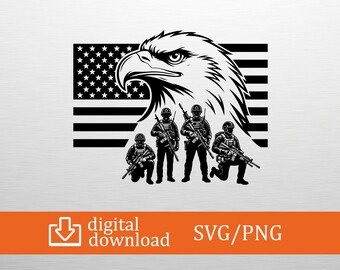 Patriotic Eagle SVG American Flag Cut File for Cricut Silhouette Military Soldiers Png Veteran Pride Shirt Design USA Heritage Digital File