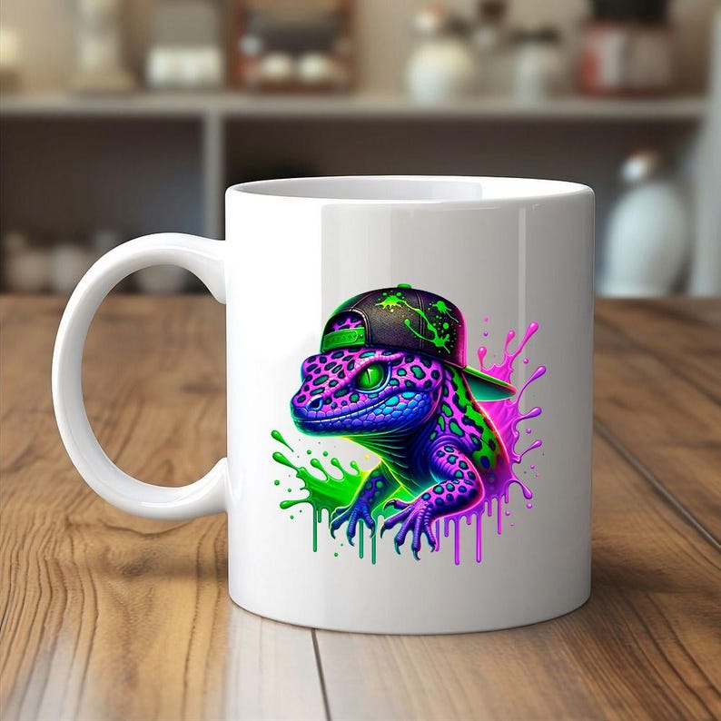Colorful Lizard PNG Digital Download, Reptile Clipart, Cricut File, Urban T-Shirt Design, Pet Gift, Vinyl Decal, Street Art, Printable Decor image 6