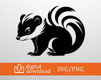 Skunk SVG PNG Digital Download - Cute Animal Clipart, Cricut File, Skunk T-Shirt Design, Wildlife Gift, Vinyl Decal, Forest Art, Printable