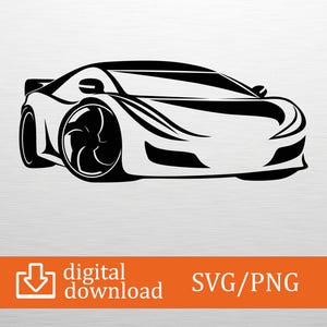 Supercar SVG PNG Digital Download - Sports Car Clipart, Cricut File, Car T-Shirt Design, Racing Gift, Speed Decor, Printable Car Art