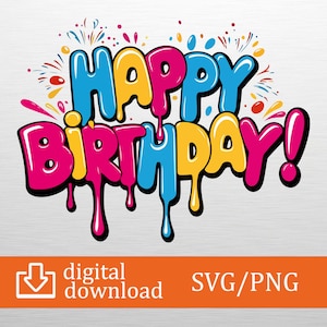 Happy Birthday SVG Design: Colorful Party Decor (Digital Download, SVG & PNG File)